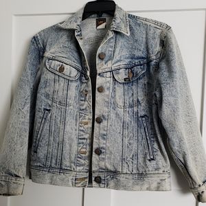VINTAGE Lee Jean Jacket Acid Wash Look: Size Small